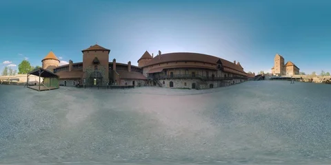 4K 360VR video Lithuania Trakai castle on island. Stockbeeldmateriaal 106185723