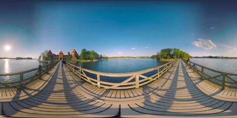 4K 360VR video Lithuania Trakai castle on island. 動画素材 106185962