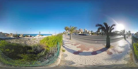 4K 360VR video, Spain La Manga unique sea foreland resort views. Vídeo Stock 105853348