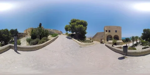 4K 360VR video, Spain landmarks Santa Barbara fortress in Alicante 369 vr. Vídeo Stock 105853007