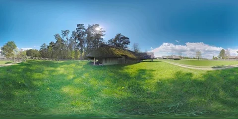 4K 360VR video typical baltic 19-th century village ethnographic park. Video stock 106185416