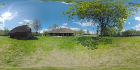 4K 360VR video typical baltic 19-th century village ethnographic park. Stock Footage 106185442