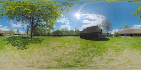 4K 360VR video typical baltic 19-th century village ethnographic park. Vídeos de archivo 106185450