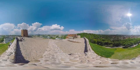 4K 360VR video Vilnius Lithuania Castle hill and Gediminas tower. Stock Footage 106185436