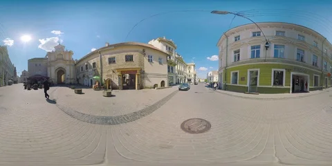 4K 360VR video Vilnius Lithuania streets and architecture of old town. 스톡 동영상 106185599