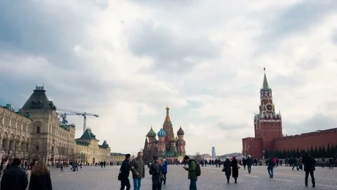 4k, 3840, 2160p Hyperlapse timelapse Red Square Moscow Stock Footage 73574324