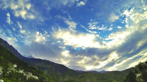 4K (3840 x2160) Himalayan clouds and sunrise time lapse. October 2013 Stock Footage 37752049