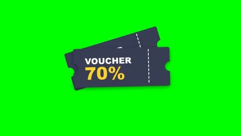 4K 3D 70% Discount Voucher Animation Green Screen Stock Footage 332841868