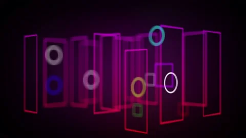 4k 3d abstract rotating neon shapes animation with motion blur and soft focus. Stock Footage 166105512