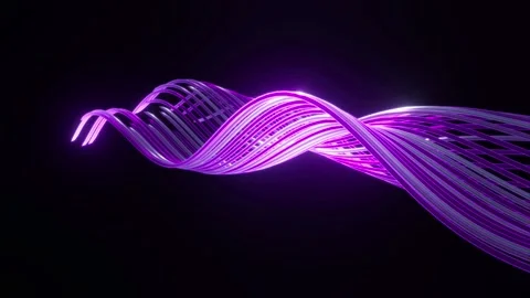 4k 3d abstract wavy curvy ribbon lines wallpaper background shiny organic shape Video stock 317133676