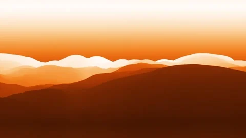 4K 3D Animated Looping Mountain Landscape - Orange Hills, Ridges in Mist, Nature Vídeo Stock 305697122