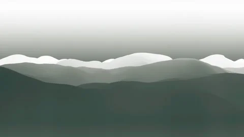 4K 3D Animated Looping Mountain Landscape - winter Hills, Ridges in Mist, Nature Stock Footage 305697130