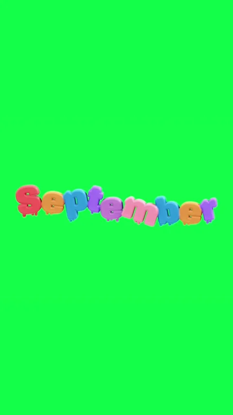 4K 3D animated text showing hello with each month name on a green screen Video stock 310494169