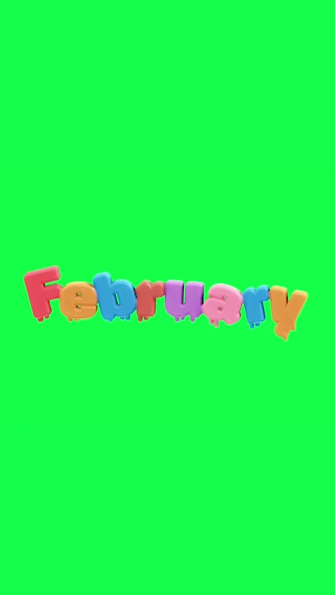 4K 3D animated text showing hello with each month name on a green screen Video stock 310494195