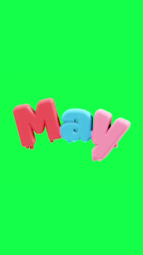 4K 3D animated text showing hello with each month name on a green screen Video stock 310494200