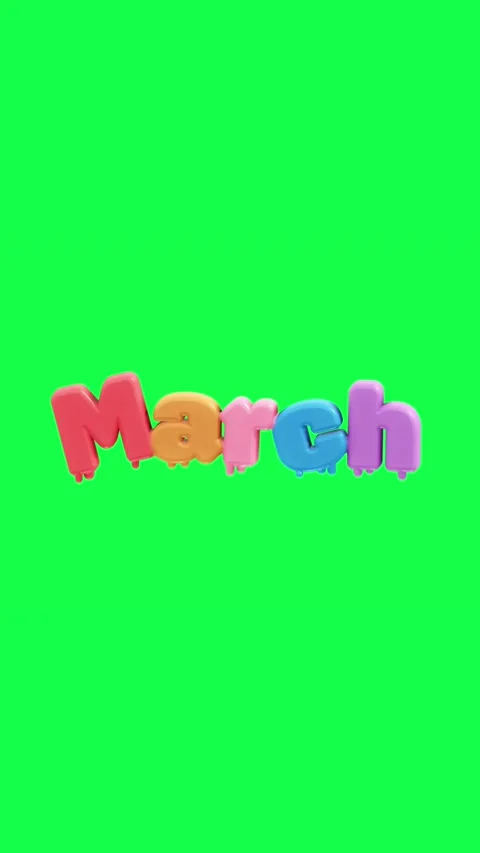 4K 3D animated text showing hello with each month name on a green screen Video stock 310494201