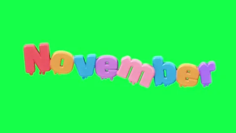 4K 3D animated text showing hello with each month name on a green screen Video stock 310494228