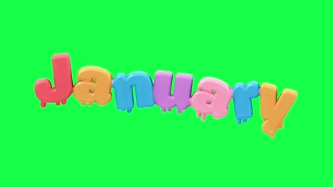 4K 3D animated text showing hello with each month name on a green screen Video stock 310494235