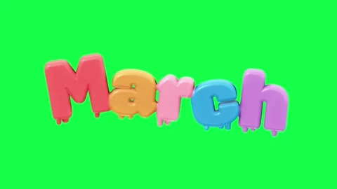 4K 3D animated text showing hello with each month name on a green screen Video stock 310494243
