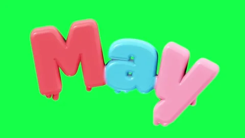 4K 3D animated text showing hello with each month name on a green screen Video stock 310494245