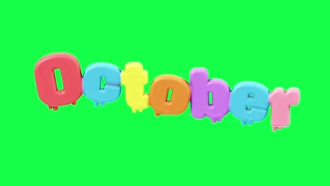 4K 3D animated text showing hello with each month name on a green screen Video stock 310494260