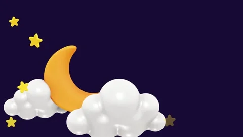 4K 3D animation of clouds, stars, and moon moving across a dark night sky 스톡 동영상 310216522