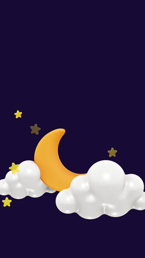 4K 3D animation of clouds, stars, and moon moving across a dark night sky Video stock 310216534