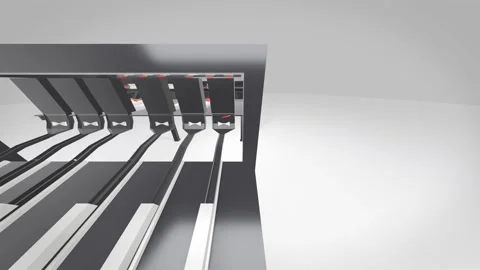 4K 3D animation of cutting machine slicing vegetables with sharp knife Stock Footage 134775056