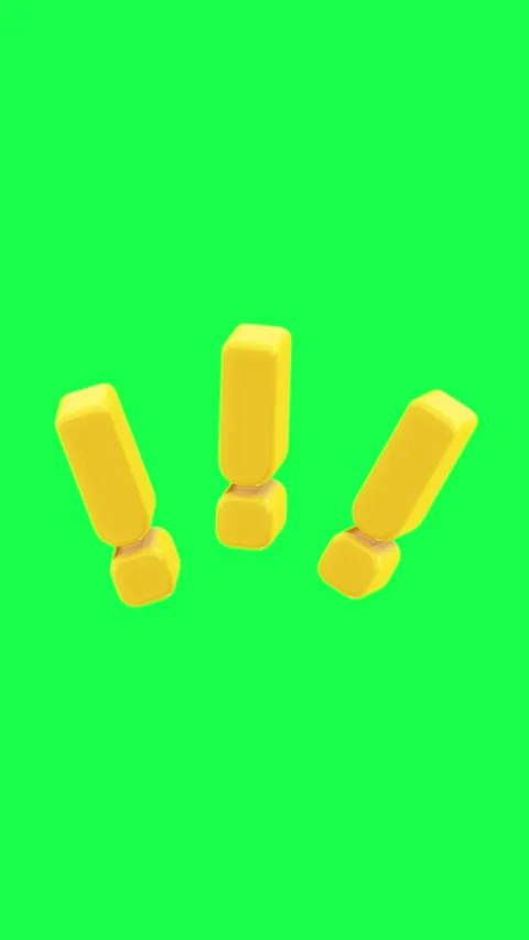 4K 3D animation of exclamation marks in bright yellow color on a green screen Stock Footage 309927715