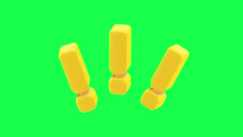 4K 3D animation of exclamation marks in bright yellow color on a green screen Stock Footage 309927723