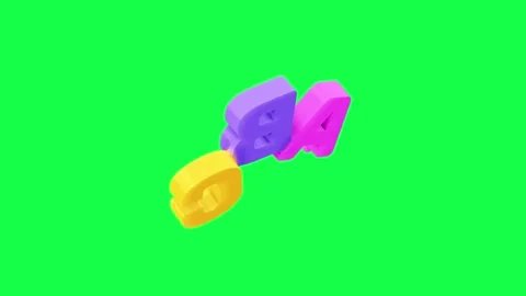4K 3D animation of the letters ABC in bright candy colors with a green screen 스톡 동영상 309927695
