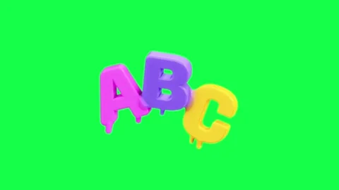 4K 3D animation of the letters ABC in bright candy colors with a green screen Stock Footage 309927711