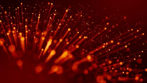 4k 3d animation with light effects. Red yellow particles float in liquid and Stock Footage 130169004