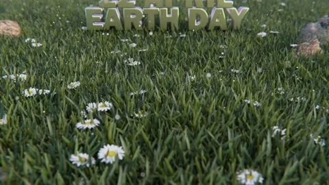 4k 3d animation of a meadow with daisies, earth day Stock Footage 237420859