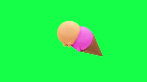 4K 3D animation of melting ice cream in a cone on a green screen 스톡 동영상 309927634