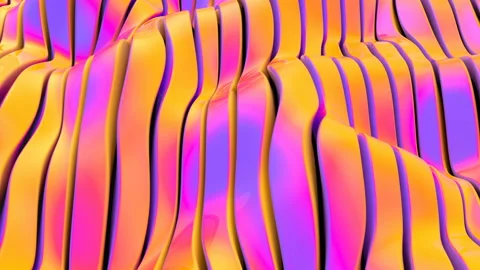 4k 3D animation of multicolored stripes in a rippling wave formation Stock Footage 130268310