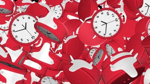 4K 3D Animation of multiple stop clocks falling and moving fast loop background Stock Footage 187093721