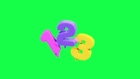 4K 3D animation of the numbers 123 in candy colors on a green screen Stock Footage 309927710