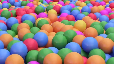 4k 3D animation of a pile of abstract colorful spheres and balls, rolling and Stock Footage 107994989