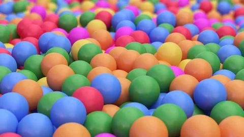 4k 3D animation of a pile of abstract colorful spheres and balls, rolling and Video stock 108676012
