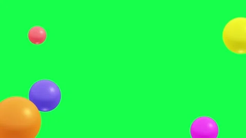 4K 3D animation of playful circular shapes moving up and down on a green screen Video stock 310494262