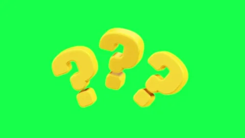 4K 3D animation of question mark symbols in yellow color on a green screen Stock Footage 309927738