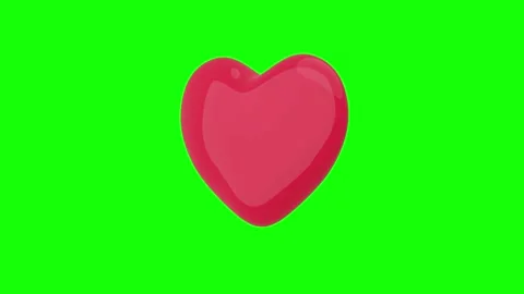 4K 3D Animation of Red Heart Rotate Slowly on Green Screen Stock Footage 153133818