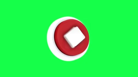 4K 3D animation of a red stop button on a green screen background Video stock 309999768