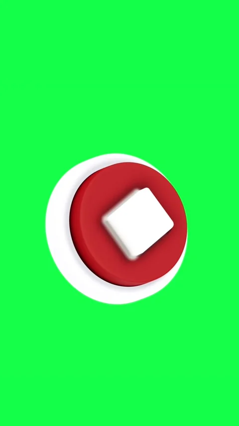 4K 3D animation of a red stop button on a green screen background Video stock 309999793