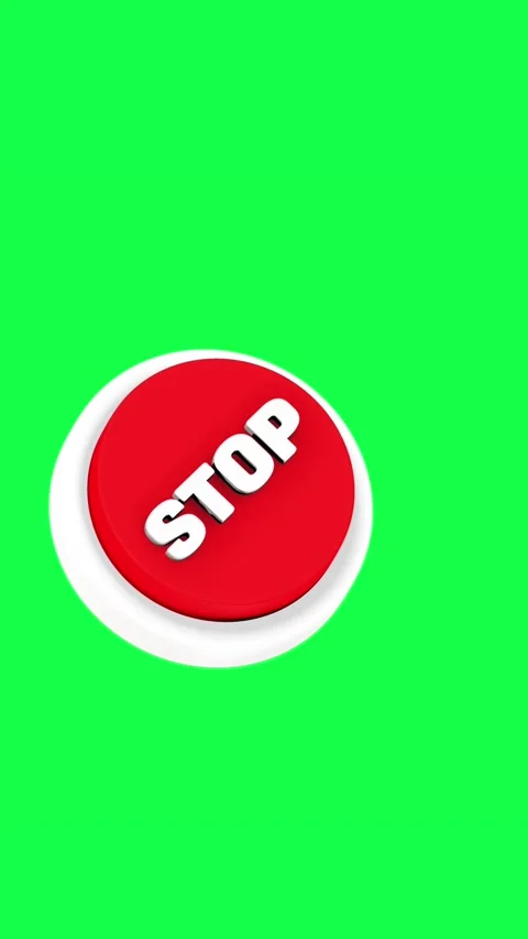 4K 3D animation of a red stop button on a green screen background Video stock 309999840