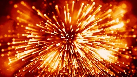 4k 3d animation of red yellow glowing particles float in viscous liquid and Stock Footage 114005711