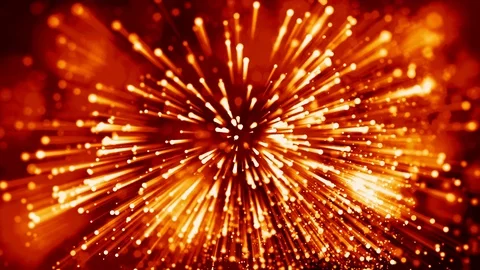 4k 3d animation of red yellow glowing particles float in viscous liquid and Stock Footage 114009342
