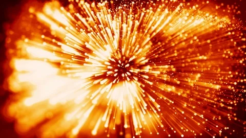 4k 3d animation of red yellow glowing particles float in viscous liquid and Stock Footage 114009997