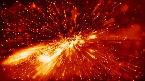 4k 3d animation of red yellow glowing particles float in viscous liquid and Stock Footage 114010220